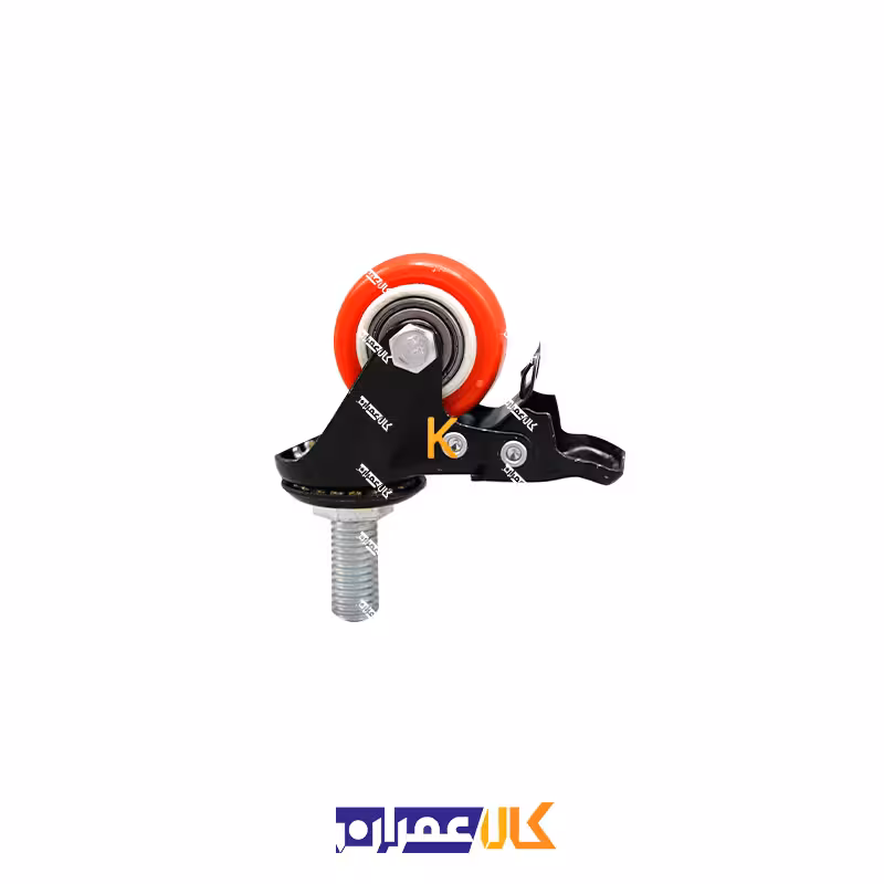 چرخ پیچی ترمزدار لوکس نارنجی پایه مشکی سایز 5