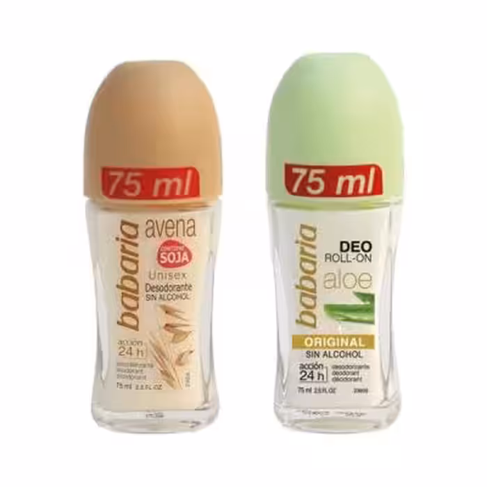 رول ضد تعریق باباریا مدل آلوئه ورا حجم 75 میلی لیتر به همراه رول ضد تعریق مدل جو دو سر