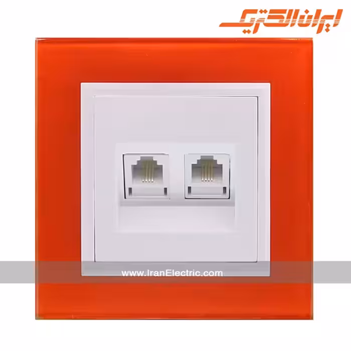 سوکت تلفن دوتایی برلیان کریستال نارنجی ایران الکتریک