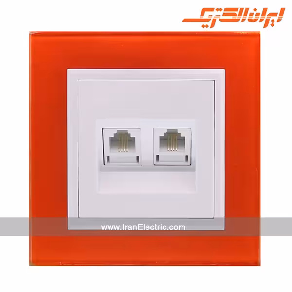 سوکت تلفن دوتایی برلیان کریستال نارنجی ایران الکتریک