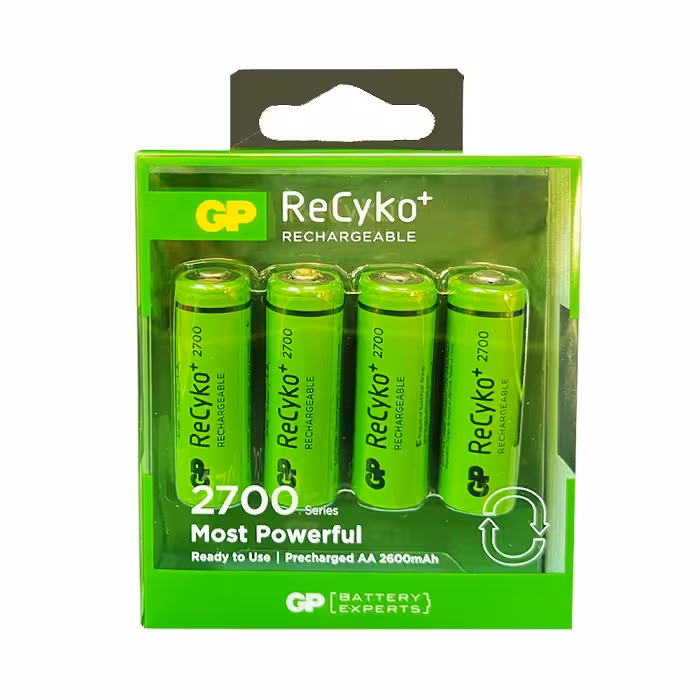 باتری شارژی قلمی جی پی 2700 میلی آمپر بسته 4 عددی مدل ریسایکو