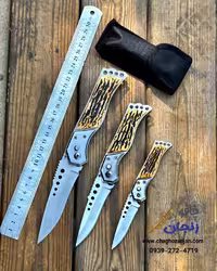 چاقو ضامن فشاری طرح شاخ | بسته 3 عددی سه سایز