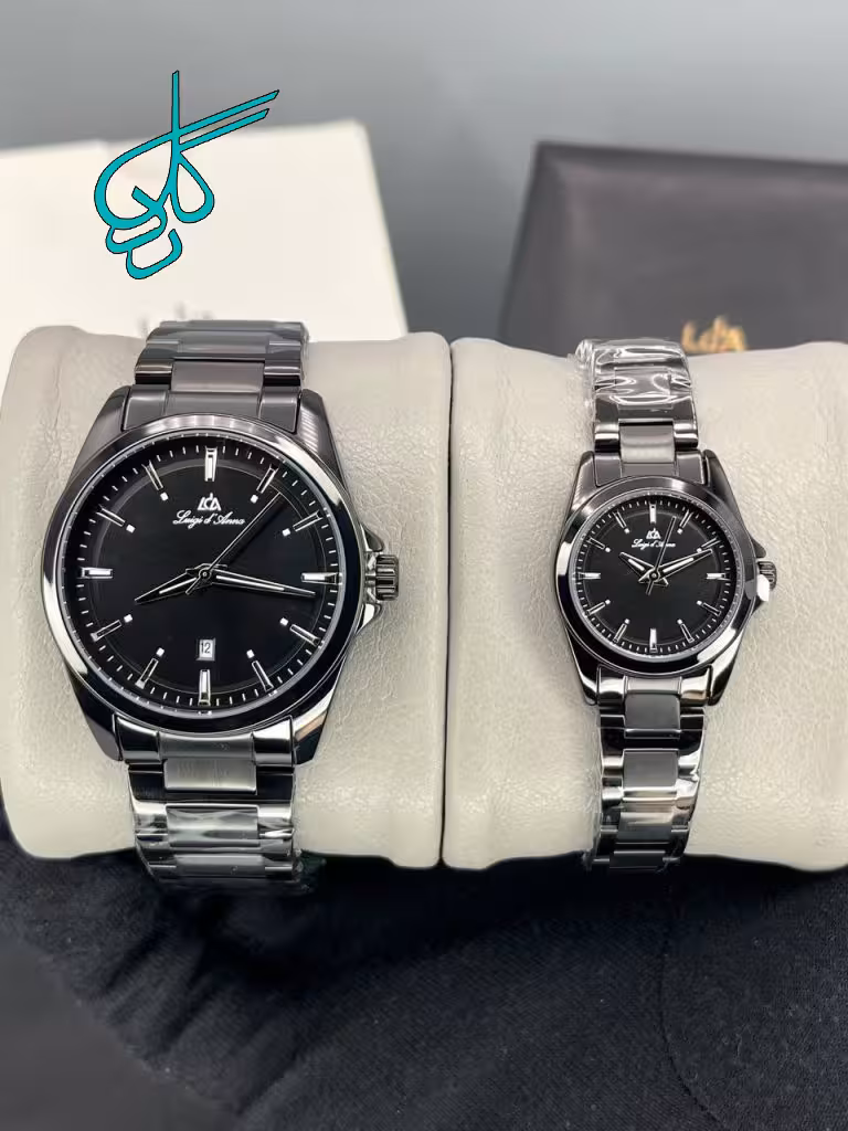 خرید ست ساعت زنانه و مردانه کلاسیک اورجینال مارک LDA کیفیت عالی رنگ ثابت همراه با جعبه و پاکت اصلی کد 2117414 - ردگل