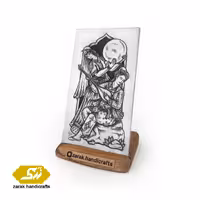 پلاک قلمزنی مسی مینیاتوری(طرح دوفیگور نوازنده)