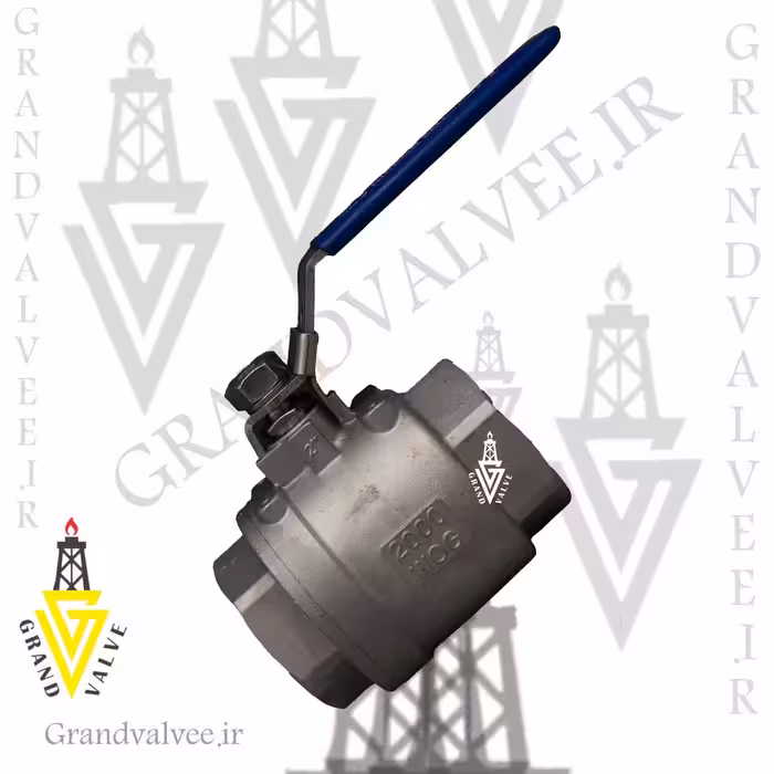 شیر گازی &quot;1/2 اینچ 2000 وگ دو تیکه استنلس استیل رزوه ای