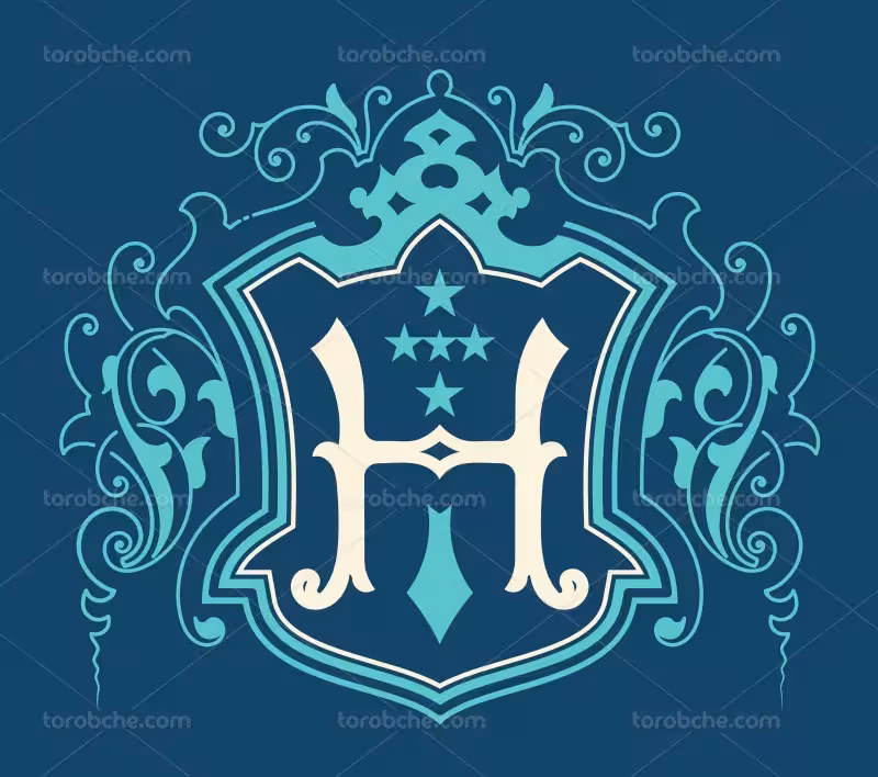 وکتور لوگو حرف H سفید و آبی | گرافیک با طعم تربچه