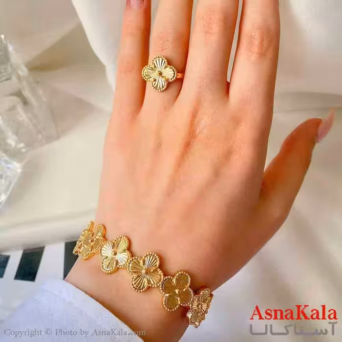 نیم ست زنانه پینترستی  شامل دستبند و انگشتر استیل مدل  ونکلیف کد NIM14883W