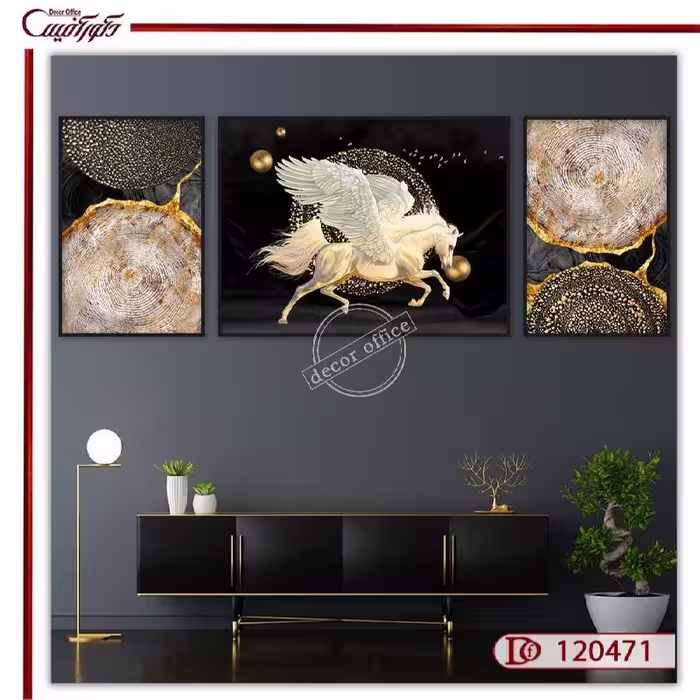 تابلو سه تکه اسب بالدار A120471