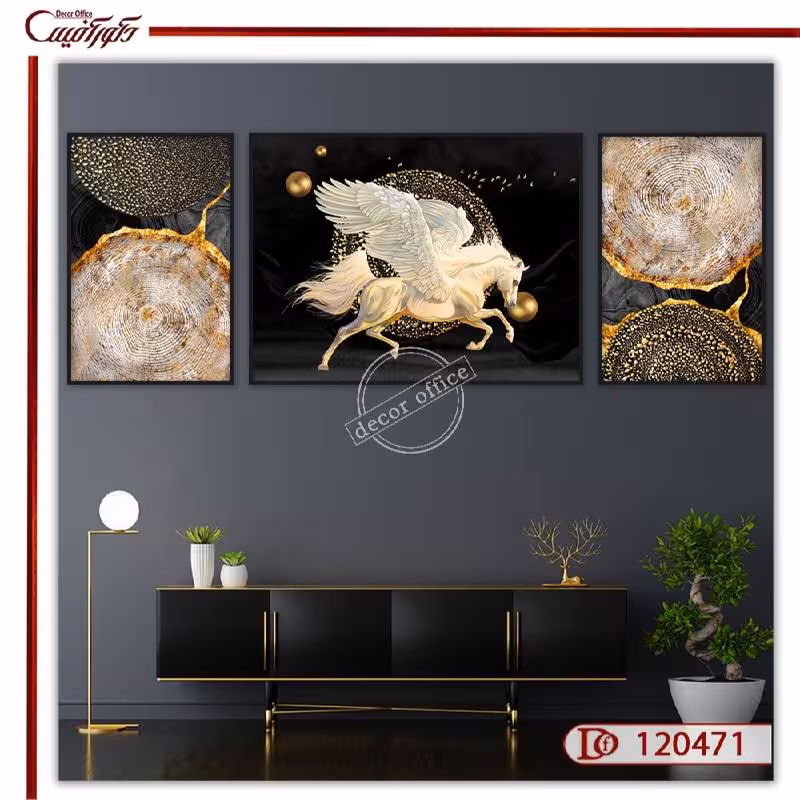 تابلو سه تکه اسب بالدار A120471