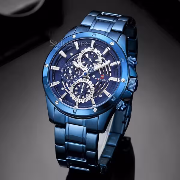 شاهکار NAVIFORCE NF9149M موتور ژاپن رنگ بینظیر ناوی فورس 4 موتوره فولتایم * ضدآب 3ATM استیل * نایاب و بسیار شیک * توضیحات..