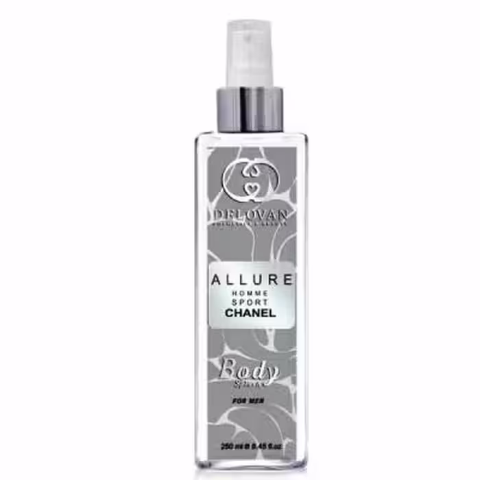 بادی اسپلش مردانه دلوان DELOVAN مدل آلور شنل ALLURE CHANEL حجم 250 میلی لیتر