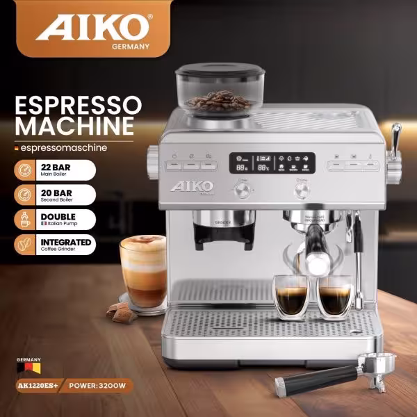 آسیاب قهوه و اسپرسوساز حرفه ای آیکو مدل B0018  1220ES
