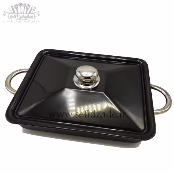 تابه فر مستطیل دربدار زرساب مدل گرانیتا رنگ مدادی کد 129