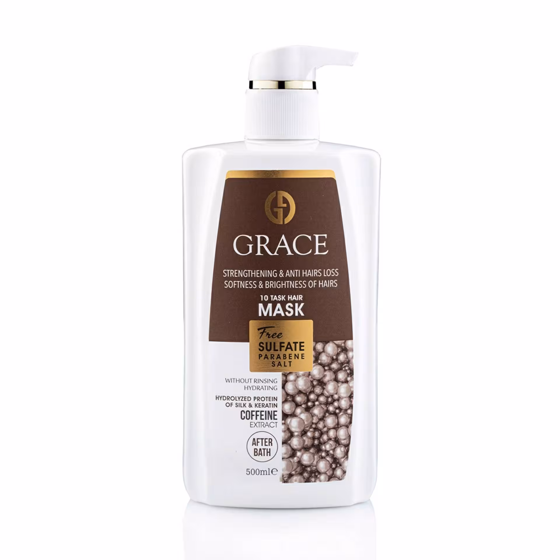 ماسک مو گریس حاوی عصاره کافئین بدون آبکشی حجم 500 میل Grace hair mask Coffeine sulfate free