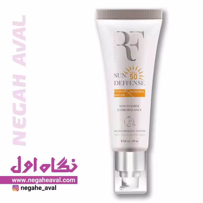 کرم ضدآفتاب فیوژن واتر SPF50 مناسب پوست چرب و مختلط رویال فم بی رنگ