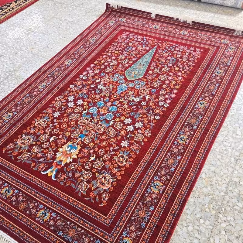 فرش 12متری ماشینی 700شانه جدید کاشان نقشه زیبای قصرلاکی مناسب دکوراسیون خاص