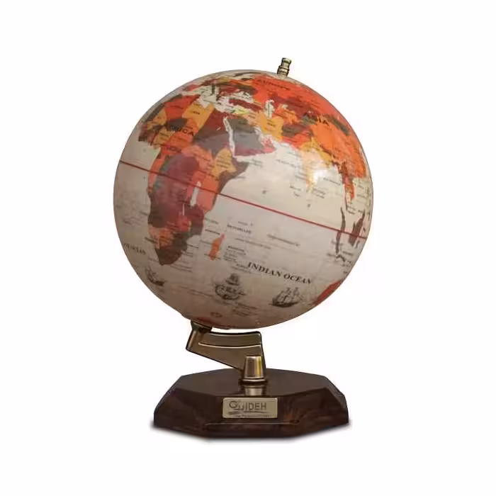 کره جغرافیایی سایز20 پایه چوبی8ضلعی چراغ دارایده کد117