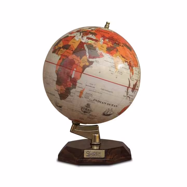 کره جغرافیایی سایز20 پایه چوبی8ضلعی چراغ دارایده کد117