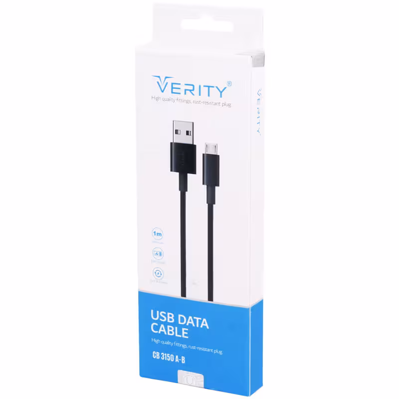 کابل میکرو یو اس بی فست شارژ Verity CB 3150 A 1m سفید
