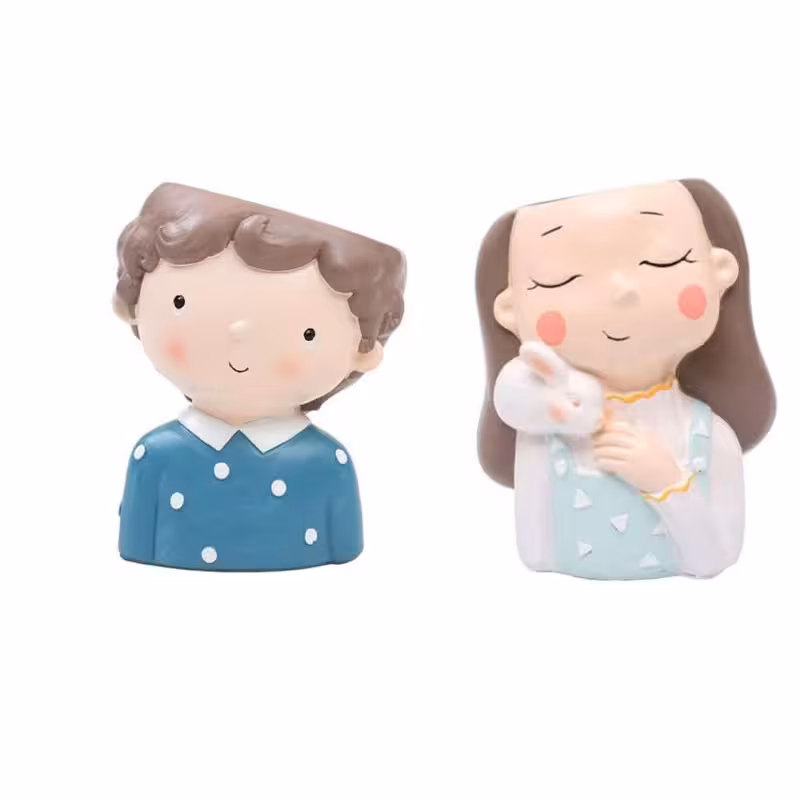 گلدان دکوری طرح پسر و دختر مهربان  مدل mv-106 مجموعه 2عددی