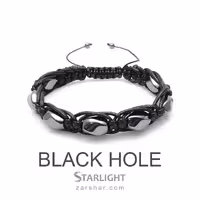 دستبند بافت چرم و سنگ حدید سیاهچاله Black Hole