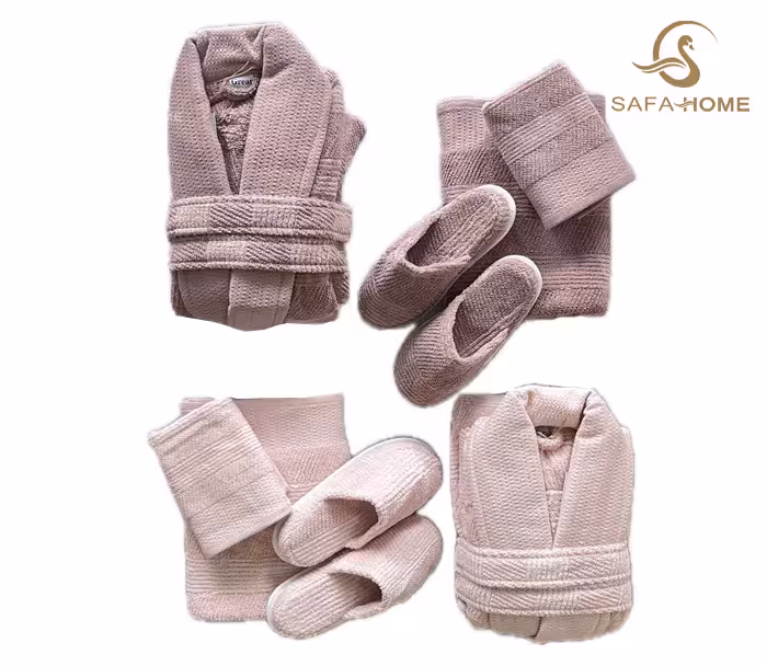 سرویس حوله عروس و داماد طرح اسپرت پوست پیازی و صورتی روشن