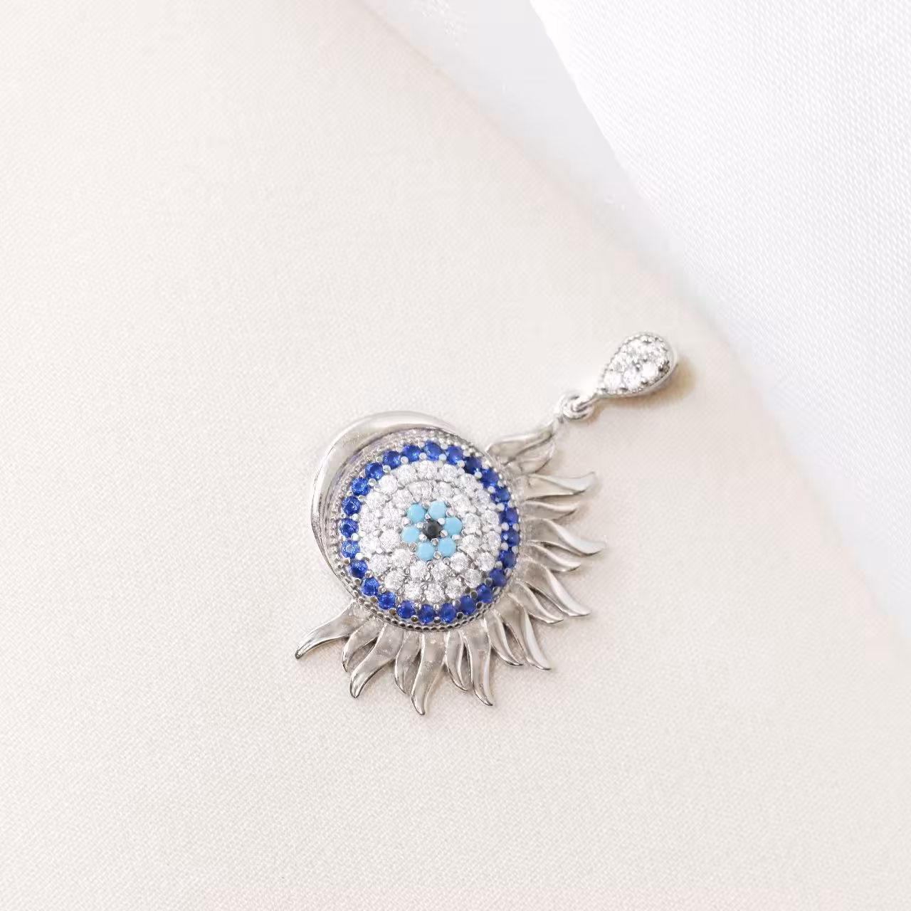 مدال نقره میکرو چشم نظر  کد S-10159-4