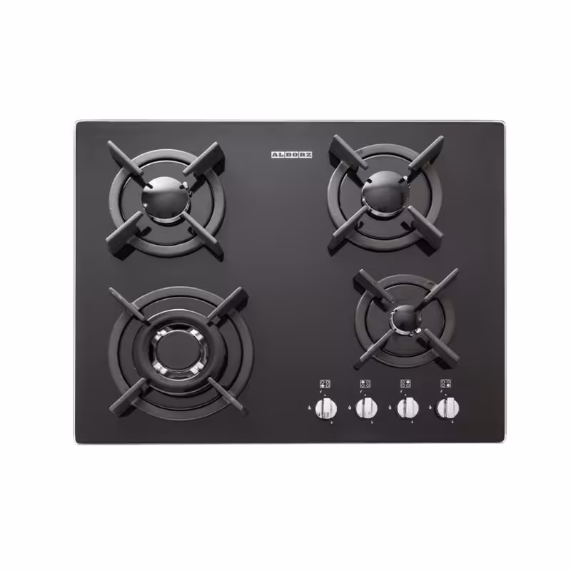 اجاق گاز صفحه ای شیشهای استیل البرز مدل G 4602 با قطعات ایتالیایی