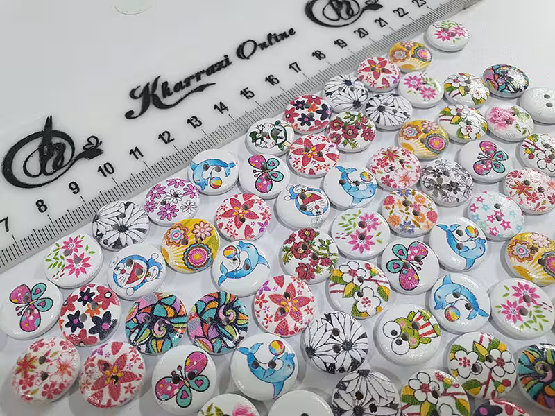 دکمه چوبی طرح دار (20 عددی)