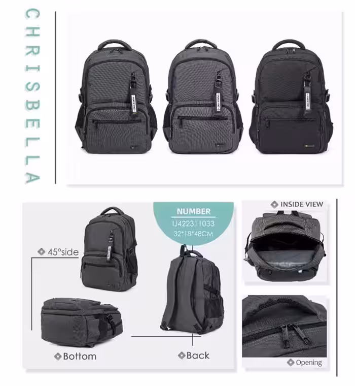 کوله وارداتی پاورکینگ کد IJ1033 رنگ مشکی سایز 48*18*32