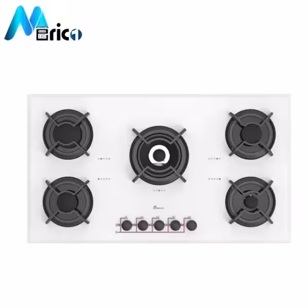 گاز رومیزی بیمکث کد 0011 پنج شعله شیشه سفید