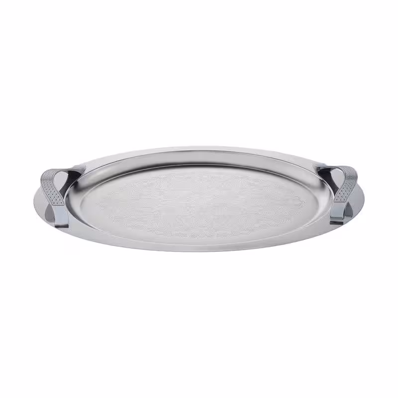 سینی بیضی دسته نقره ای Wave ساده ریور کد 1537
