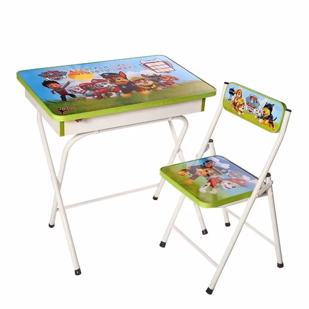 میز و صندلی تحریر تاشوی باکسدار طرح سگ نگهبان برند مشتاق 