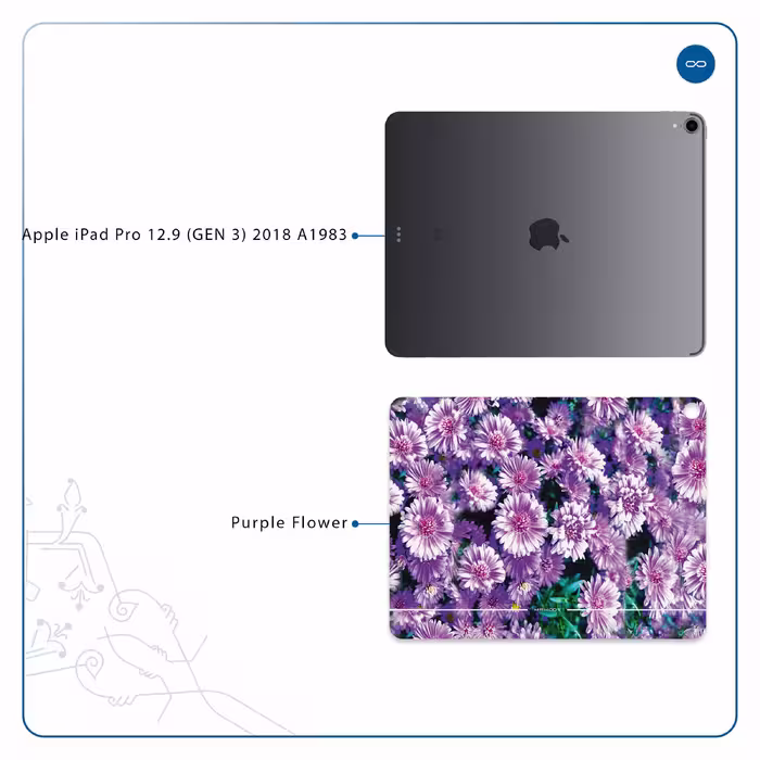 برچسب پوششی ماهوت مدل Purple-Flower مناسب برای تبلت اپل iPad Pro 12.9 (GEN 3) 2018 A1983