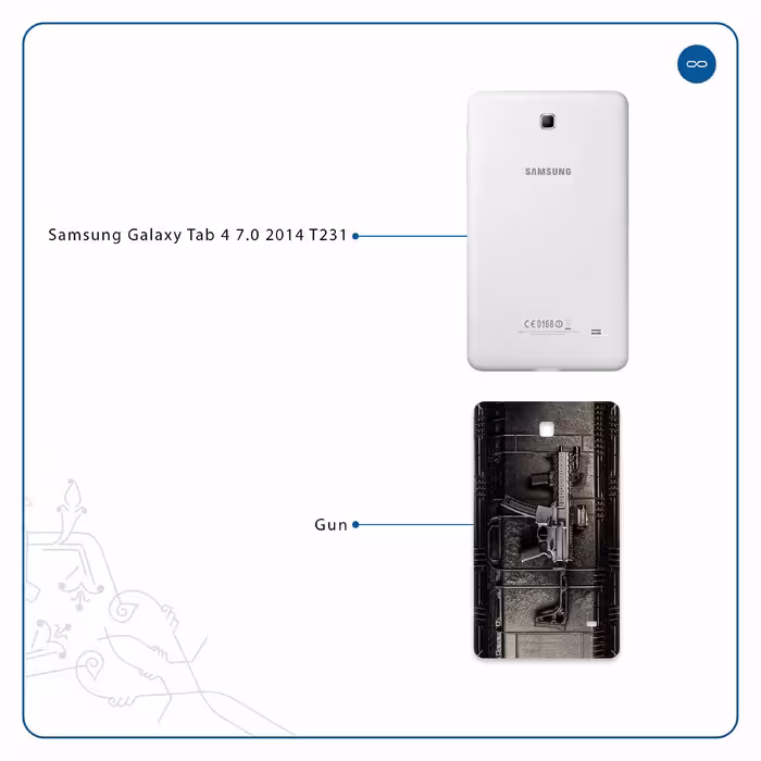 برچسب پوششی ماهوت مدل Gun مناسب برای تبلت سامسونگ Galaxy Tab 4 7.0 2014 T231