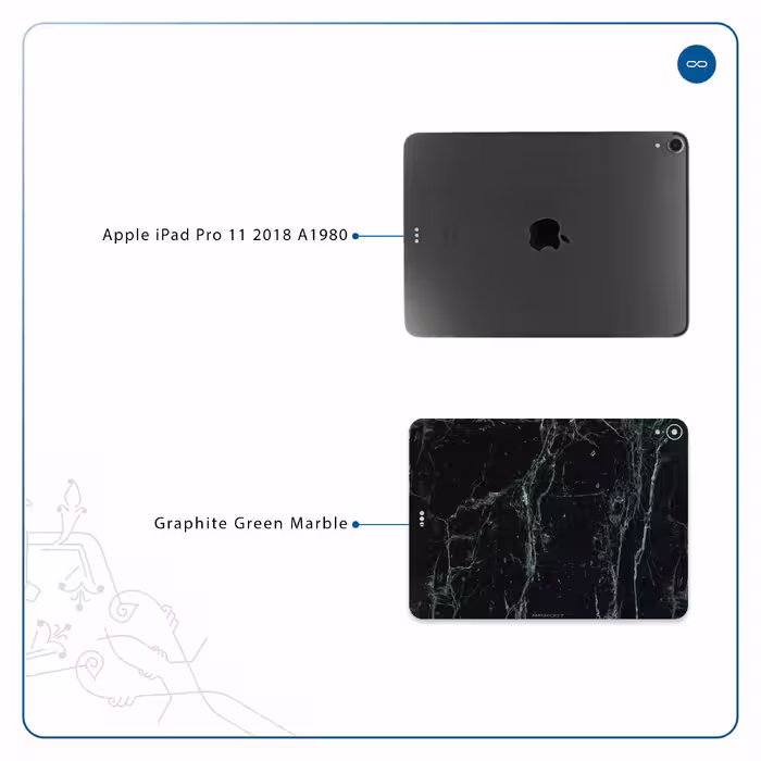 برچسب پوششی ماهوت مدل Graphite-Green-Marble مناسب برای تبلت اپل iPad Pro 11 2018 A1980