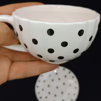 ست فنجان و نعلبکی سرامیکی هیوا طرح خالدار کد 11274870