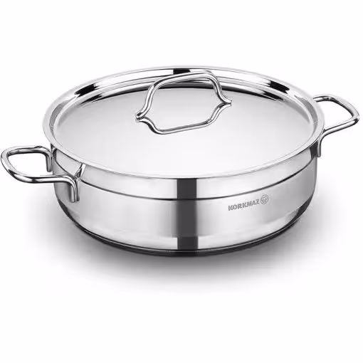 ماهیتابه تکی دو دسته استیل سایز 30 مدل آلفا 1030 کرکماز ترکیه / KORKMAZ ALFA A1030