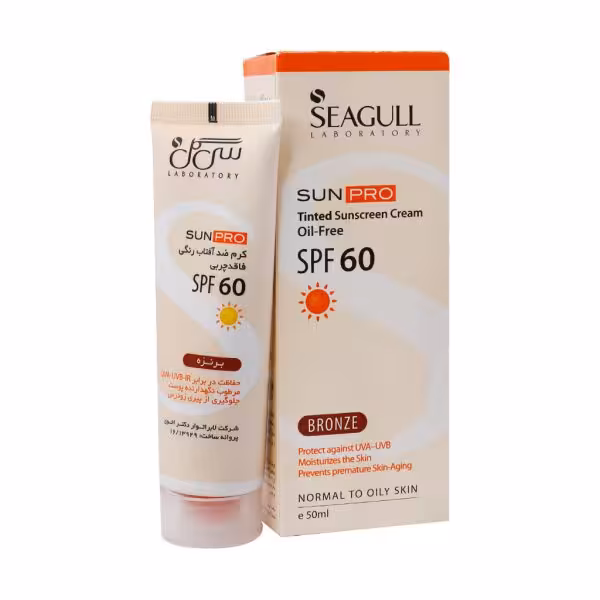 ضدآفتاب spf60 رنگی بژ روشن فاقد چربی سی گل