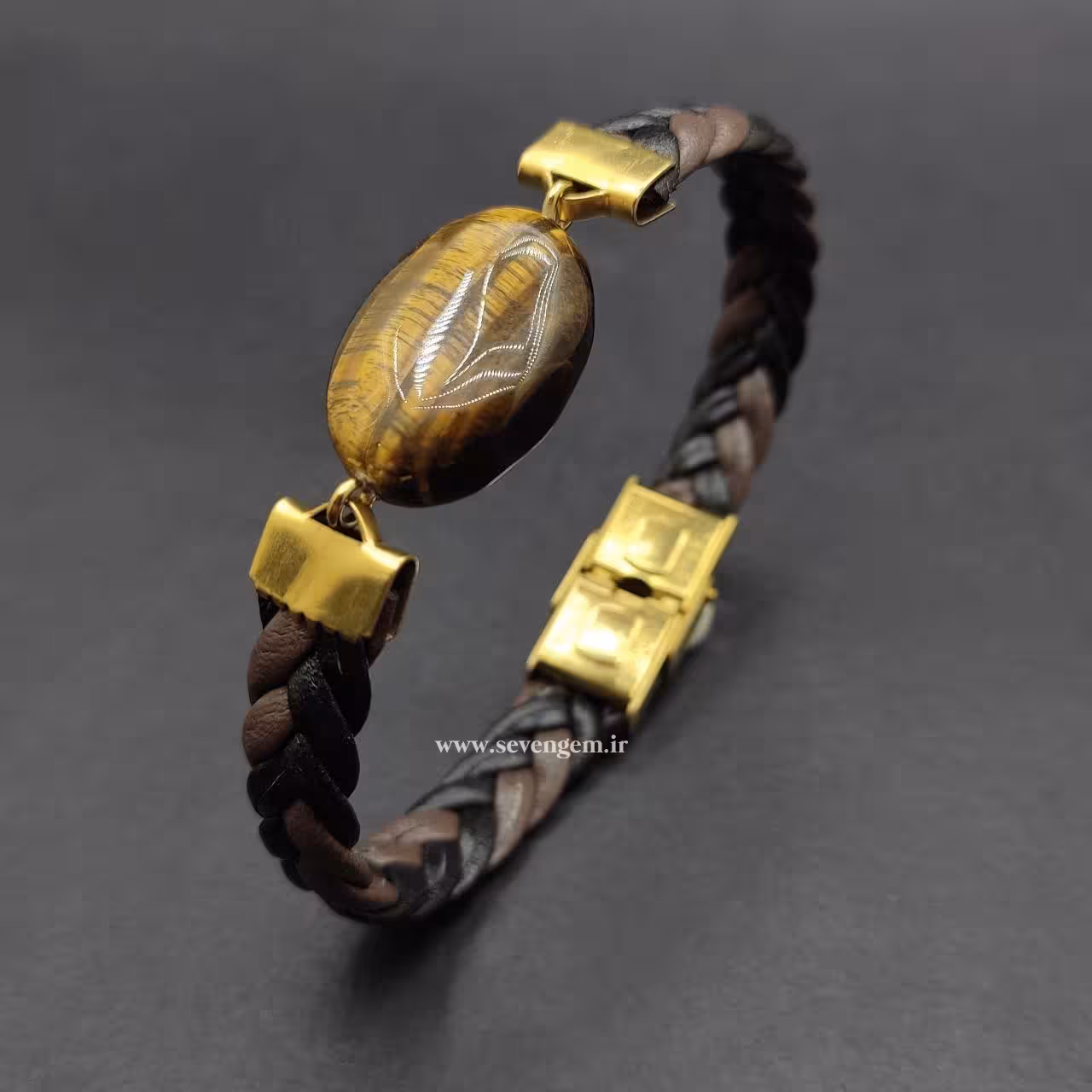 دستبند سنگ چشم ببر (کدA347)