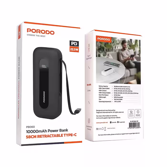 پاوربانک پرودو مدل 58 CM ظرفیت 10000 میلی آمپر ساعت