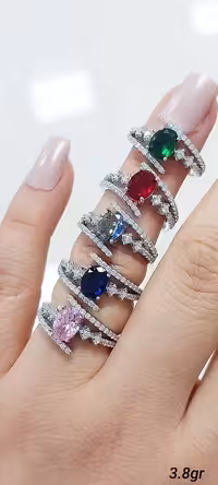 انگشتر سنگ رنگی جواهری نقره زنانه کد 10816
