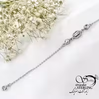 دستبند نقره عیار925 طرح طلا نگین دار کد 20378