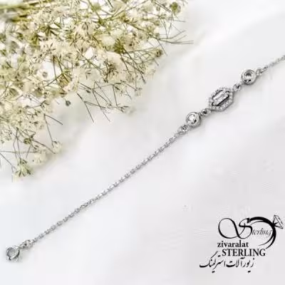 دستبند نقره عیار925 طرح طلا نگین دار کد 20378