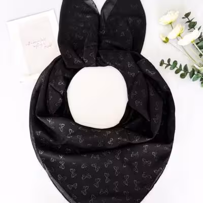 روسری قواره 100 مشکی حریر داغی