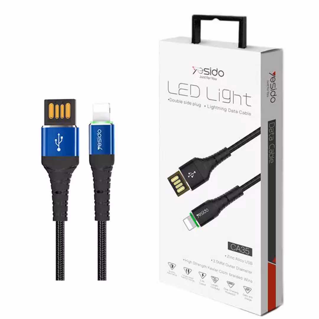 کابل USB به لایتنینگ یسیدو YESIDO CA35طول 1.2 متر 2.4 آمپر