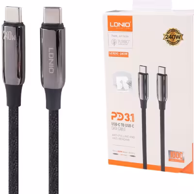 کابل شارژ دوسر تایپ سی 240W الدینیو مدل LC921C