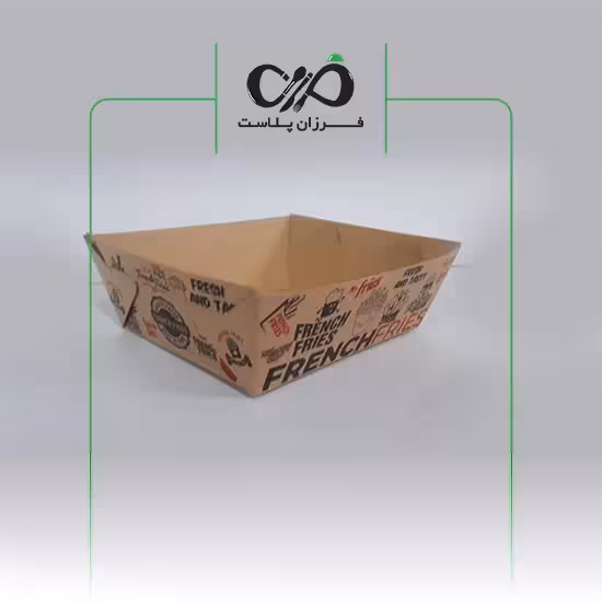 جعبه سینی یکبار مصرف سیب سوخاری کرافت سالنی چاپ عمومی (400عددی)