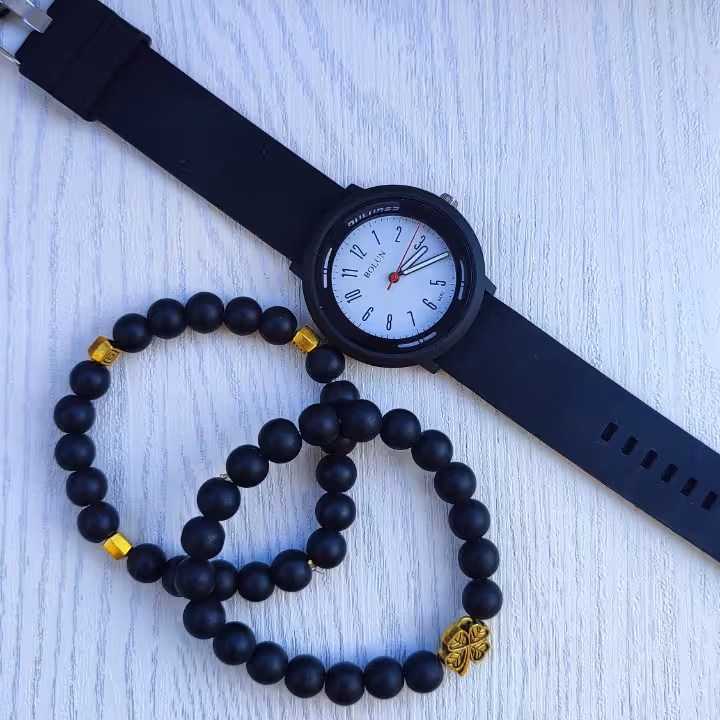 ست ساعت و دستبند دخترانه مشکی