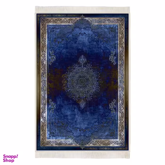 فرش ماشینی چاپی بدون تار و پور هانوکس مدل آتش آبی کد HAC.157.1